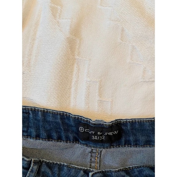 Cut & Sew Straight Leg Blue Jeans Mens 34x32 - Picture 2 of 3